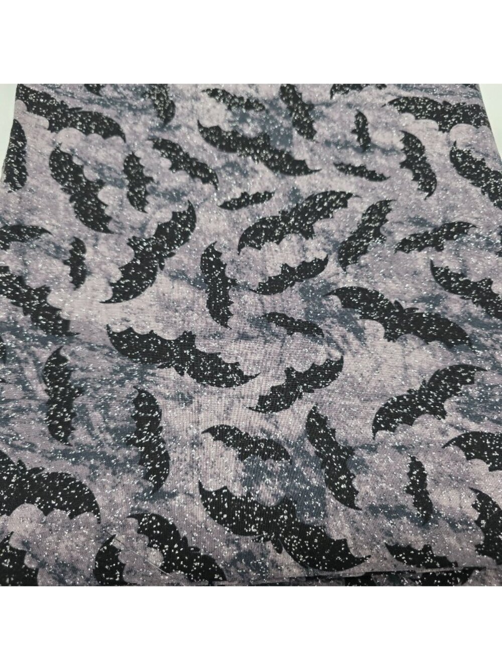 Quilting Fabric Halloween Bat Glitter Black Gray Fat Quarter 18"x22"
